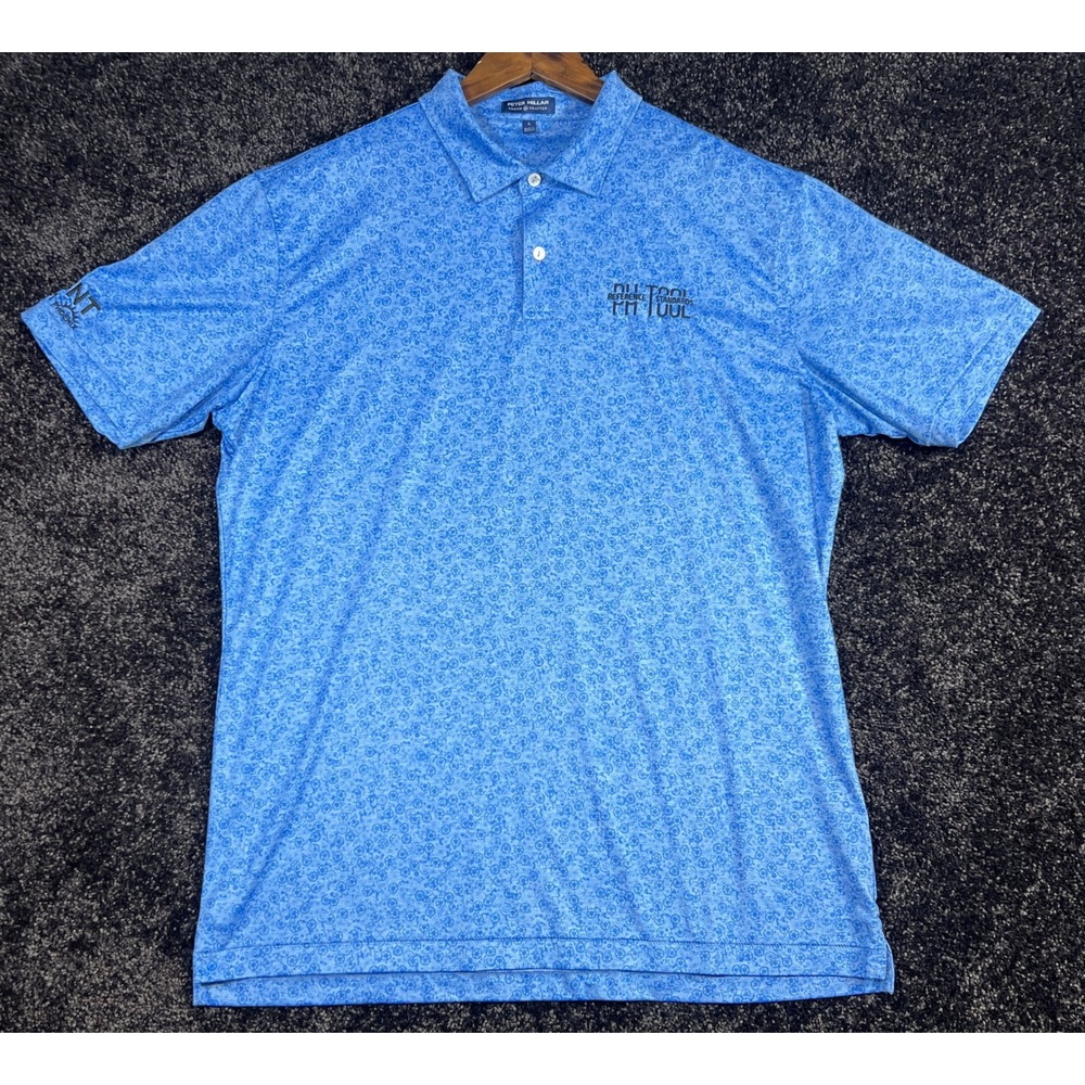 Peter Millar Crown Crafted Geometric Wheels Gears Large Blue w/ company Logo